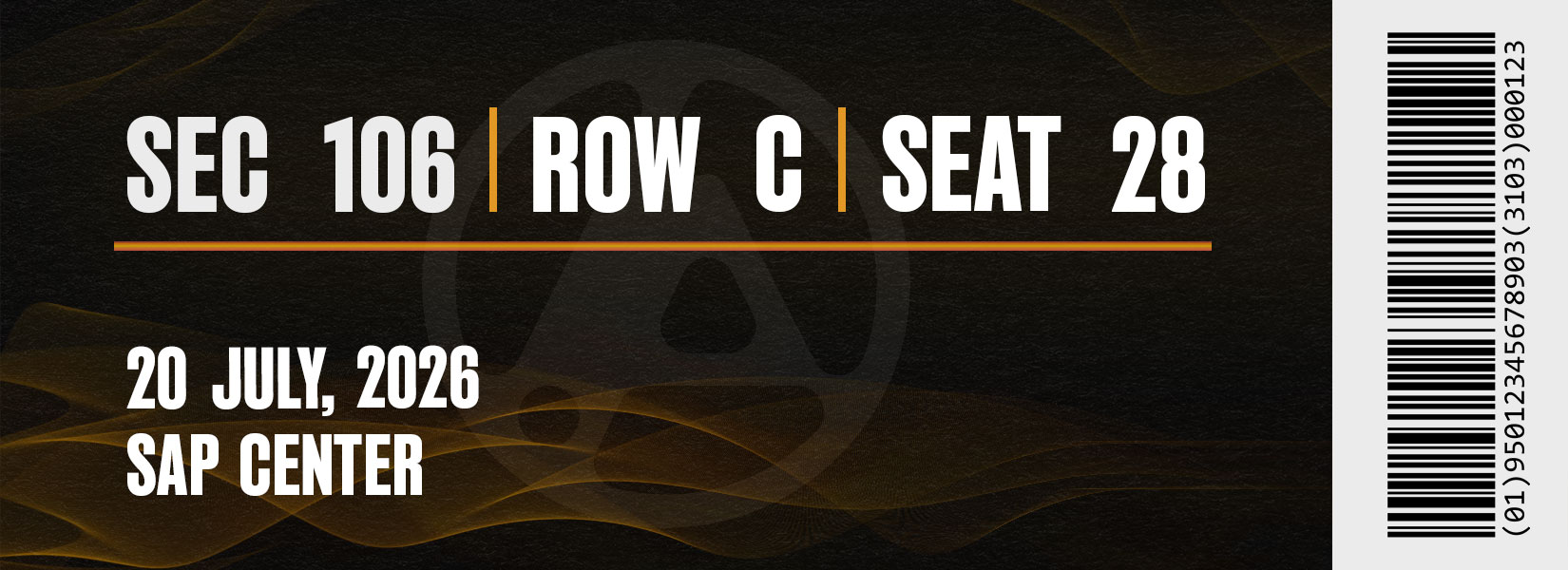 Back side of Linkin Park concert ticket mockup