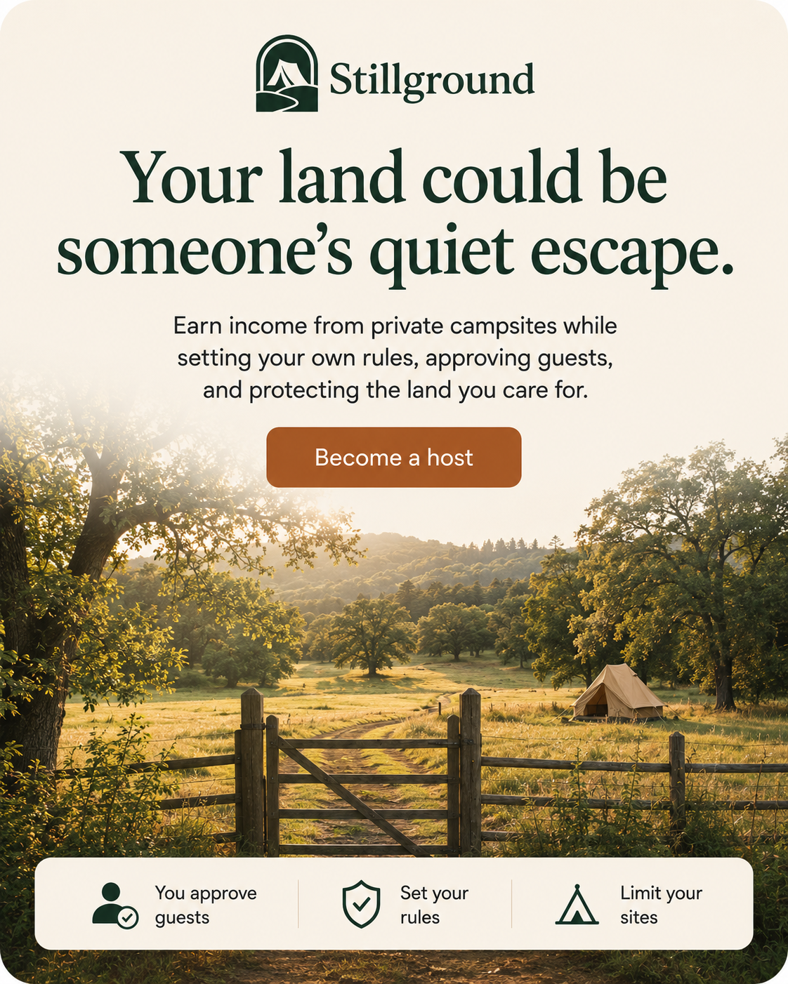 Stillground host-facing ad